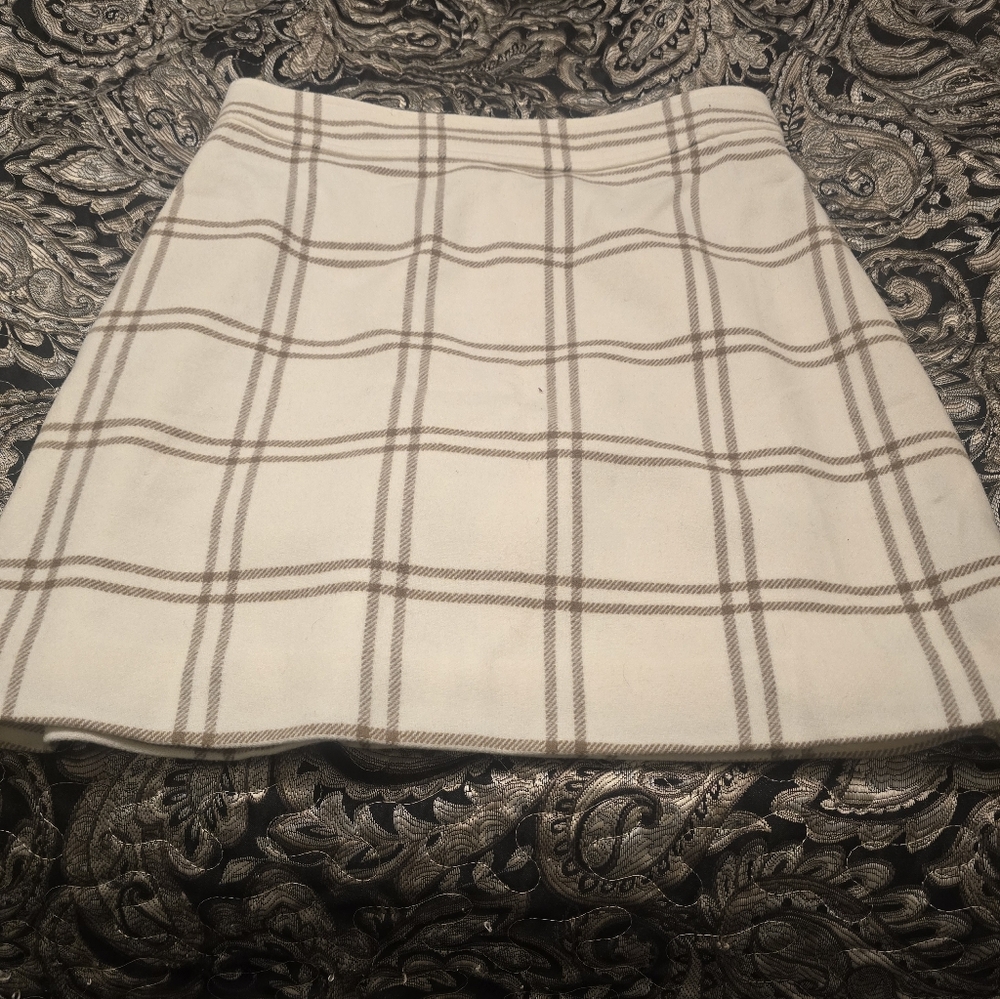 NWOT J. Crew Cream Plaid Skirt